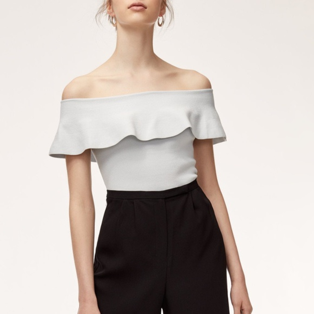 WHITE ARITZIA BABATON MAREK OFF THE SHOULDER TOP